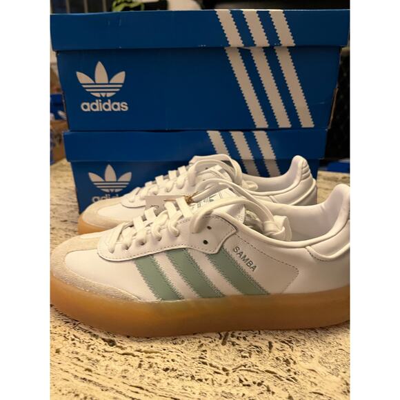 NEW ADIDAS ORIGINALS SAMBAE Women's 9.5 White/ Wonder Blue - Picture 9 of 12